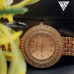 Stylish Women's Round Rose Gold Chain Strap Watch